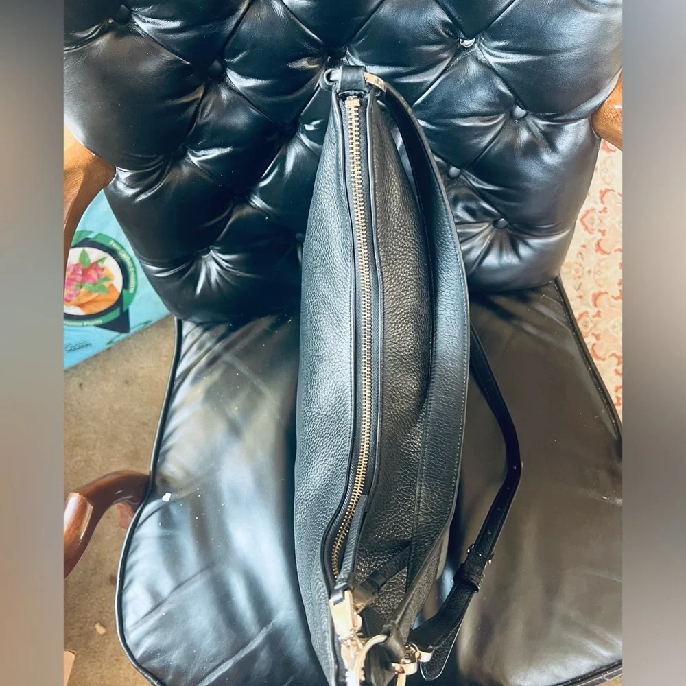 kate spade Black Pebbled Leather Hobo with Gold Hardware
